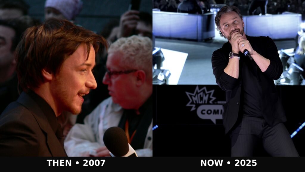 Then and now composite: James McAvoy in 2007 (left) and 2025 (right)