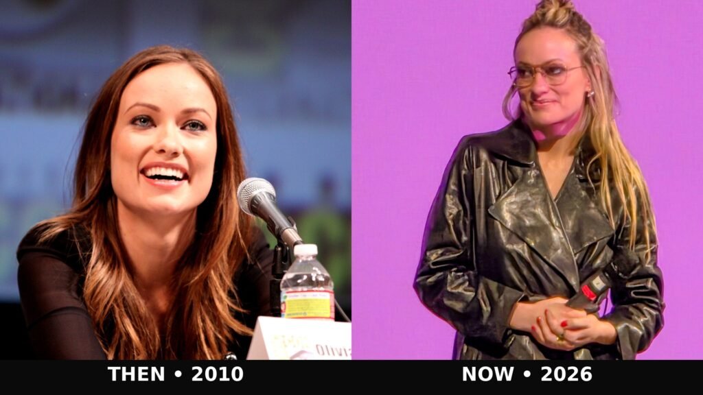 Then and now: Olivia Wilde in 2010 (left) and 2026 (right)