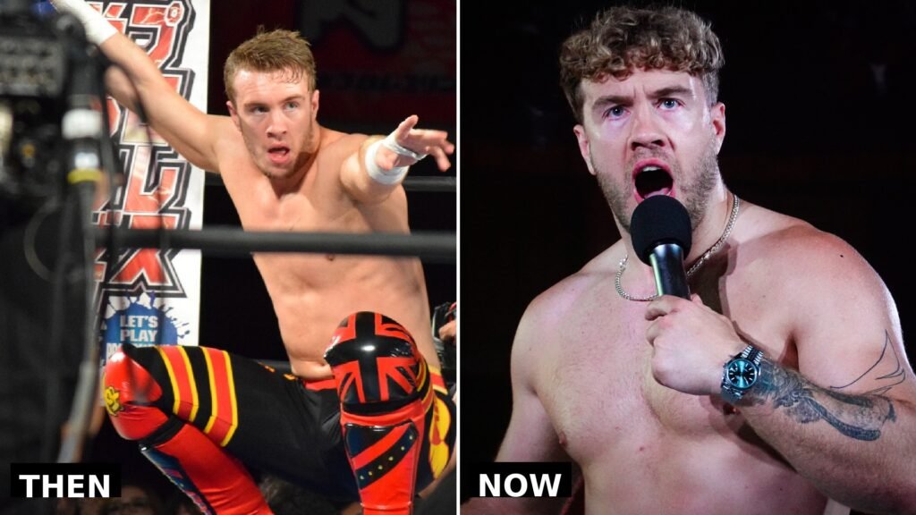 Will Ospreay then and now side-by-side composite
