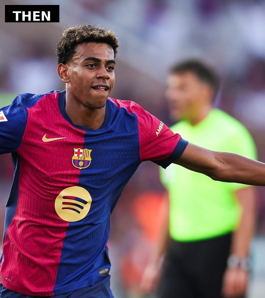 Young Lamine Yamal celebrating for Barcelona in 2024